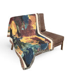 Abstract Colorblock Woven Blanket — Modern Art Throw for Living Room, Cozy Gift