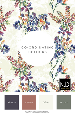 Colour coordinates for wild heather wallpaper calm white version.