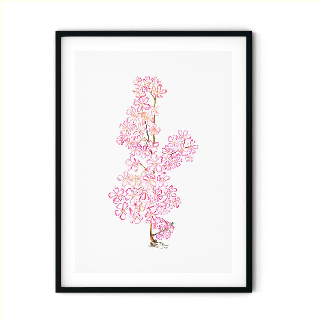 Sakura Ni painting in black frame.