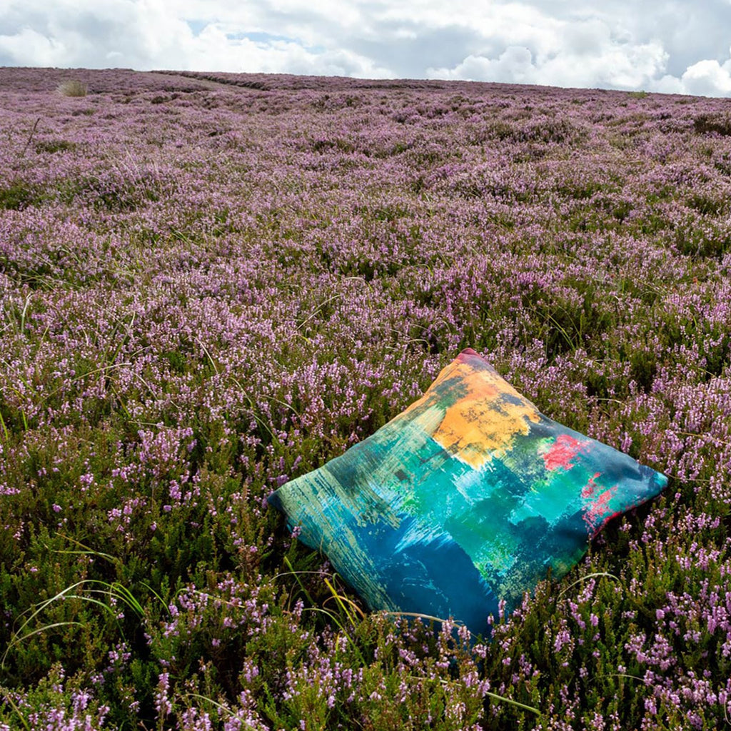 Summer Burst Cushion / Vegan-suede/ Handmade in the UK