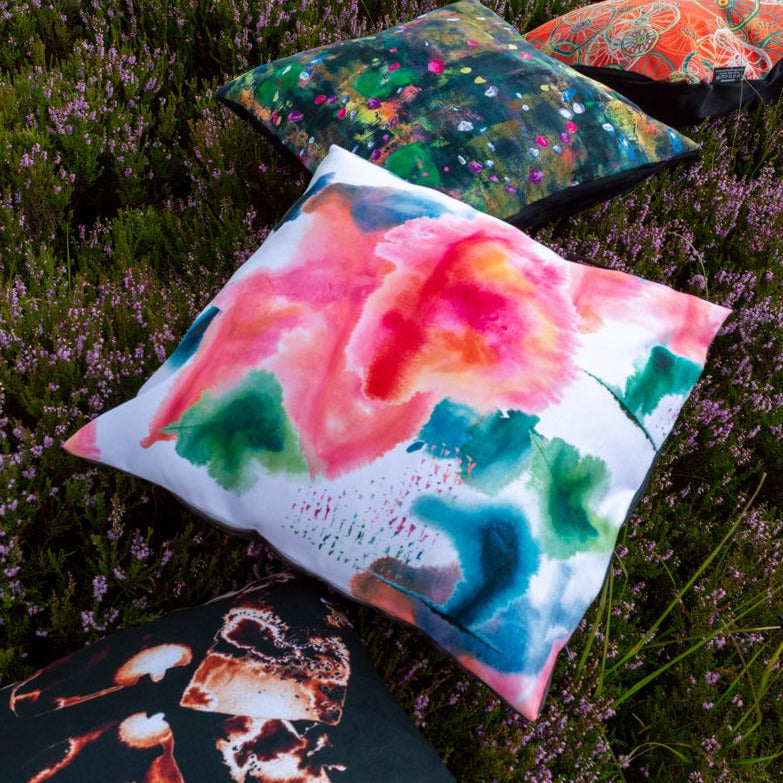 Spring Falls Cushion/ Vegan-suede/ Handmade in the UK