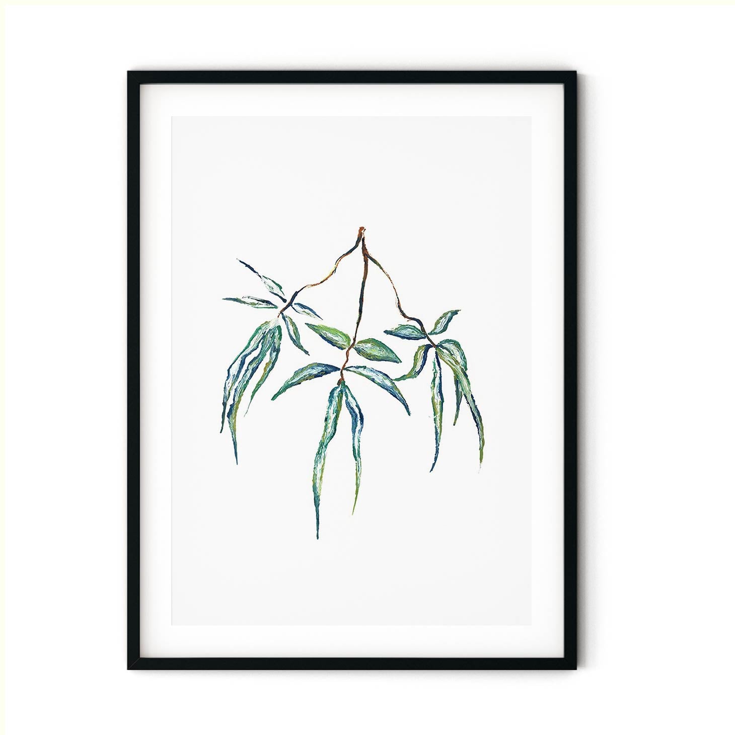 Japanese willow painting ni in black frame